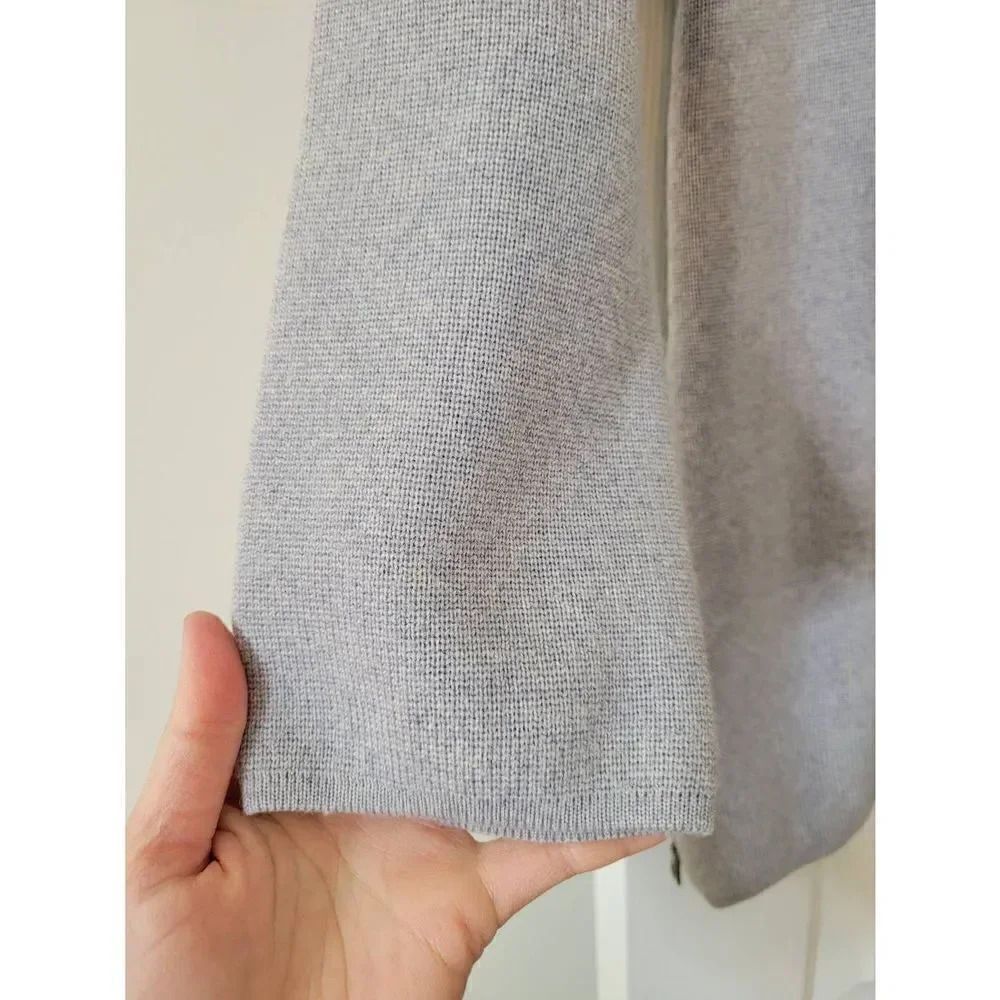 Tory Burch Rylie Sweater Tunic Gray Side Zip Merino Wool 3/4 Sleeve Sz S - Picture 2 of 8